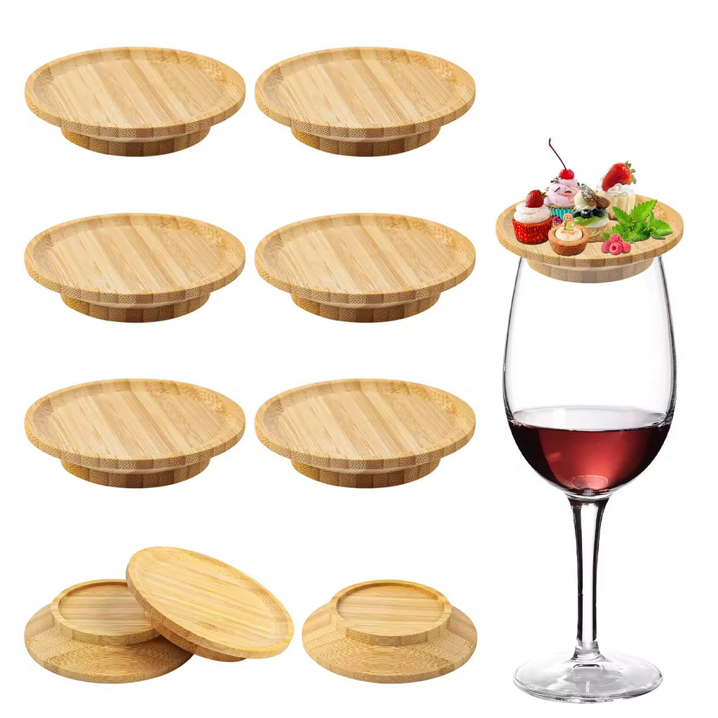 Bamboo Wine Glass Charcuterie Topper Set – Portable Mini Appetizer & Cheese Plate