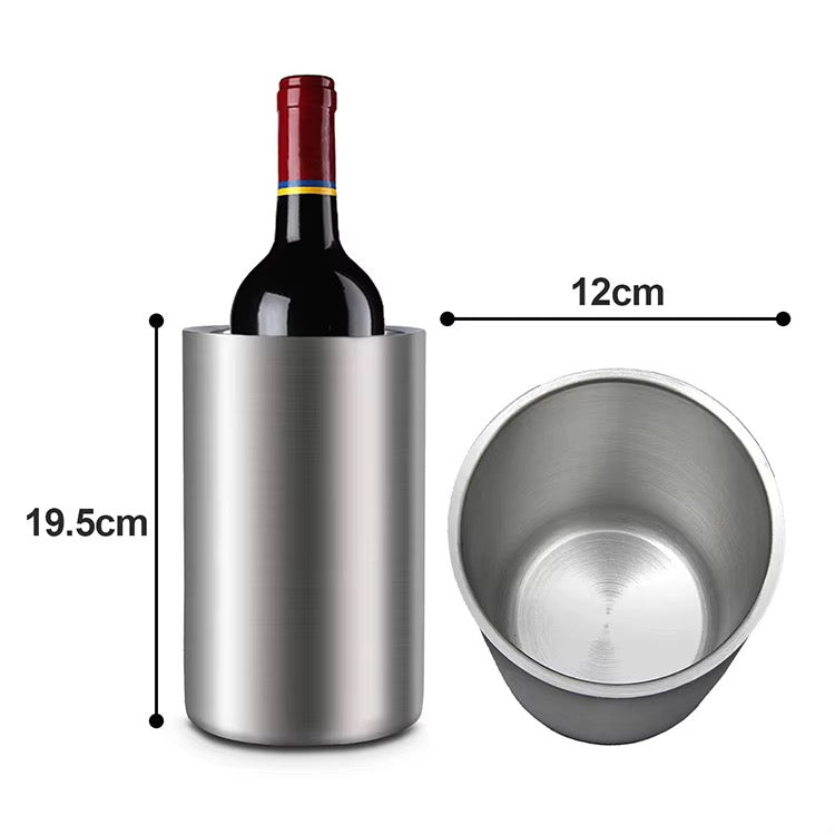 Double-Wall Insulated Wine Bottle Chiller – Iceless Tabletop Cooler Bucket