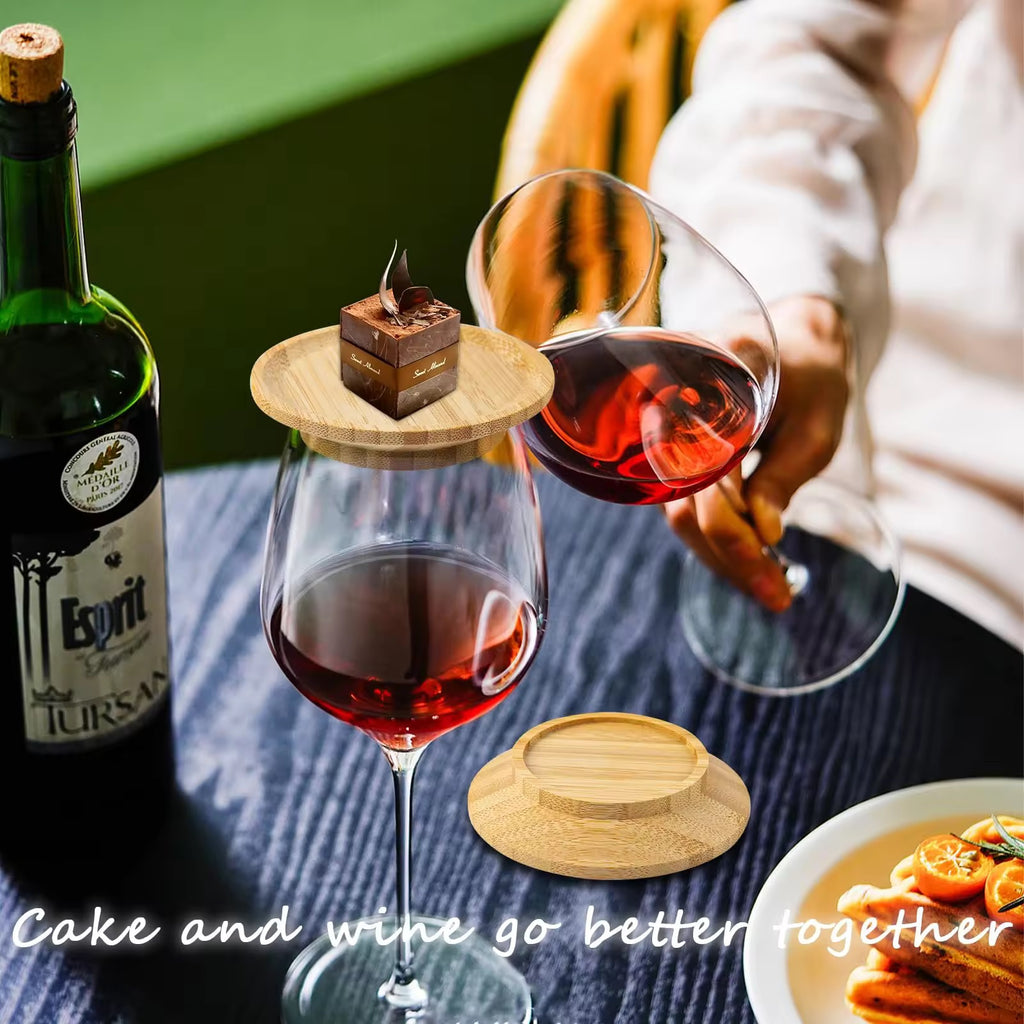 Bamboo Wine Glass Charcuterie Topper Set – Portable Mini Appetizer & Cheese Plate