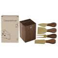 Luxury 5-Piece Acacia Wood Cheese Knife Set with Standing Magnetic Display Block