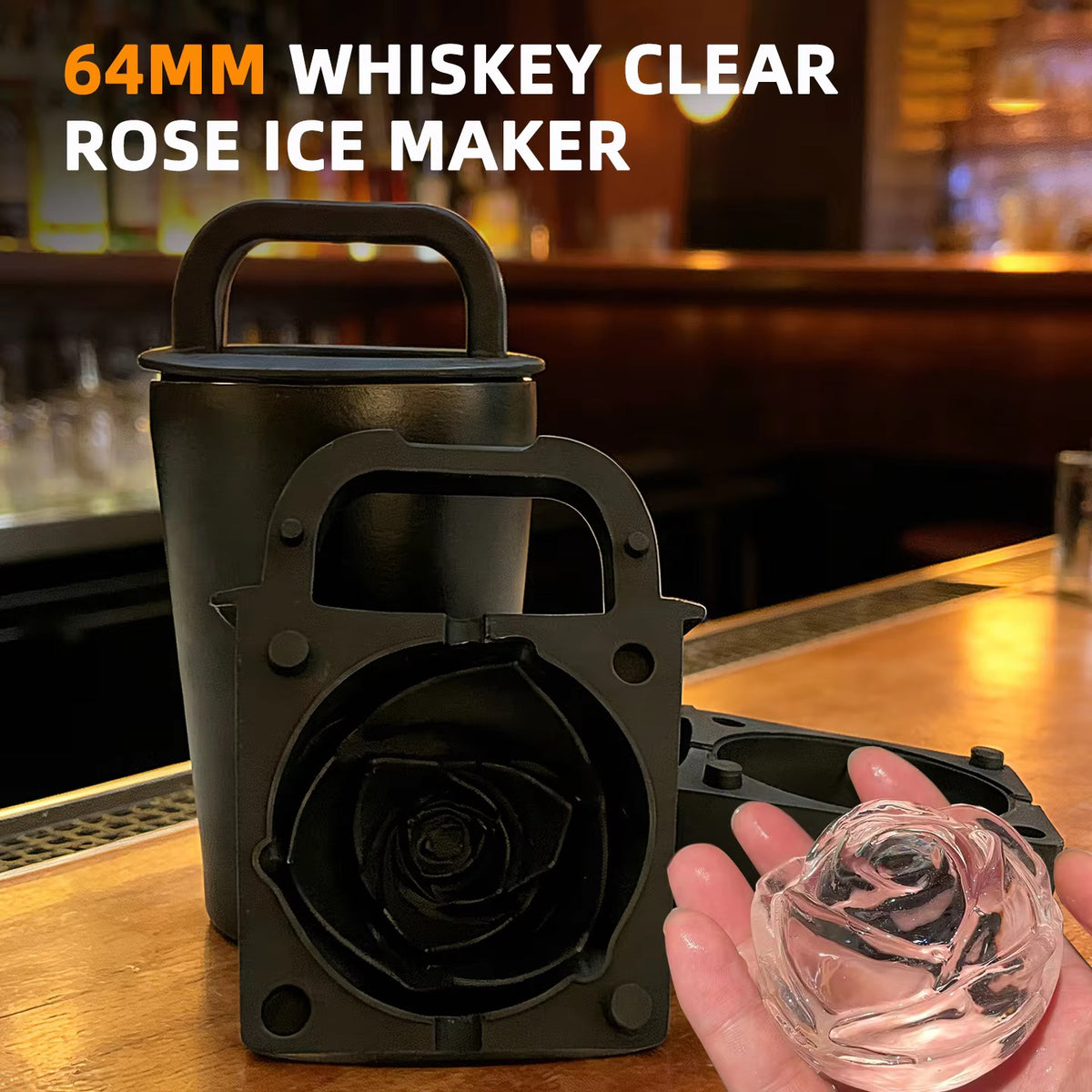 Crystal-Clear Whiskey Ice Ball Maker – 64mm Slow-Melting Directional Freezing Mold