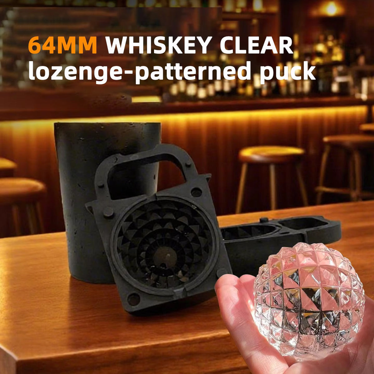 Crystal-Clear Whiskey Ice Ball Maker – 64mm Slow-Melting Directional Freezing Mold