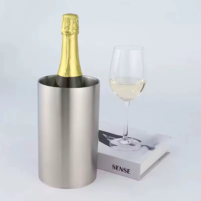 Double-Wall Insulated Wine Bottle Chiller – Iceless Tabletop Cooler Bucket