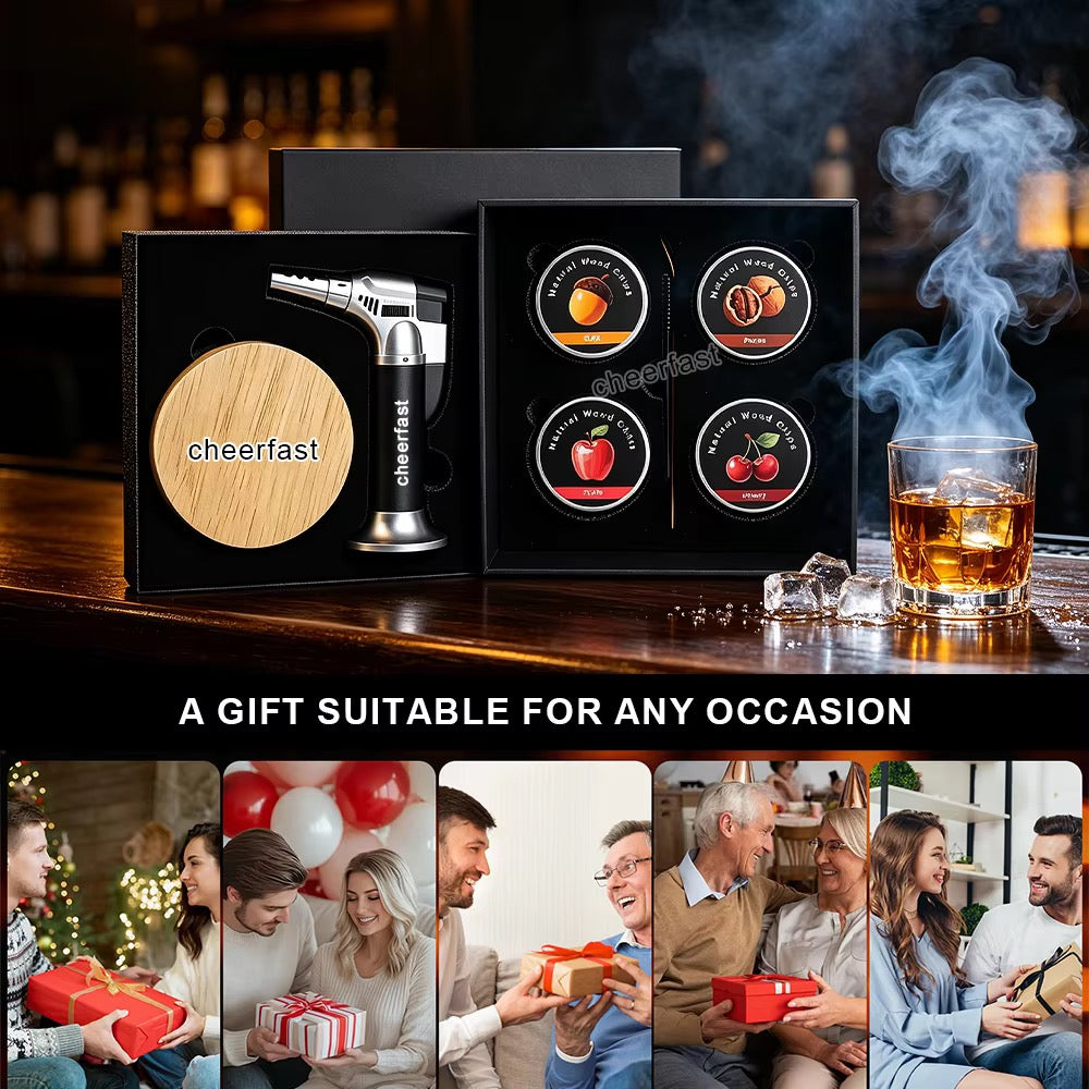 Luxury Cocktail & Whiskey Smoker Kit with Torch – 6-Piece Drink Infuser Gift Set