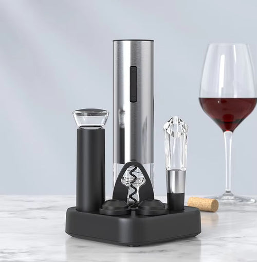 Luxury 4-in-1 Electric Wine Opener Gift Set – Automatic Corkscrew & Preserver Kit